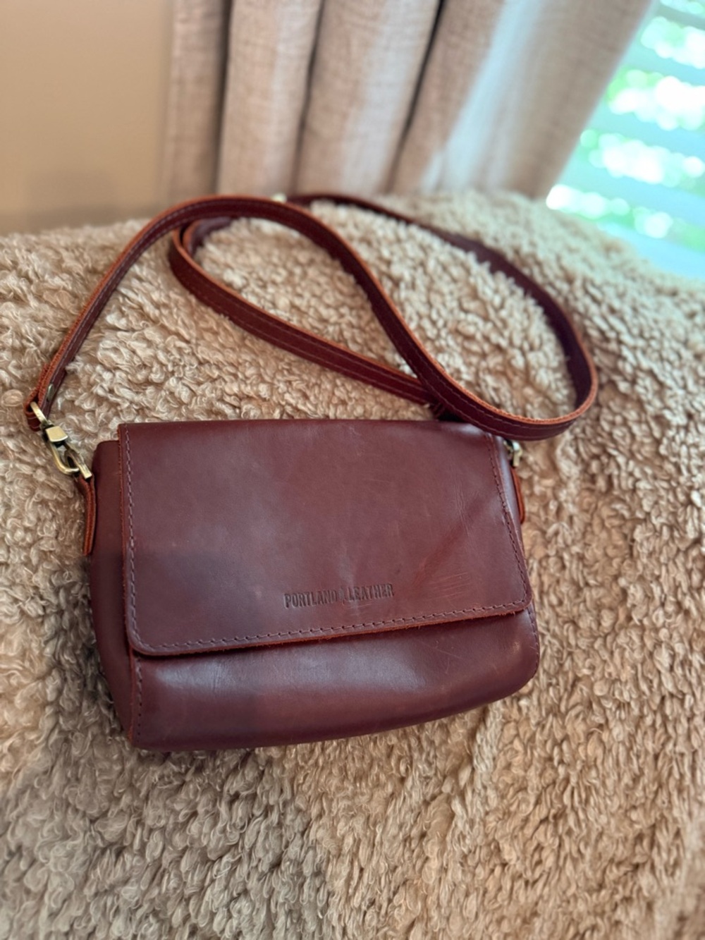 Portland Leather Wine-Burgundy Leather Crossbody Bag